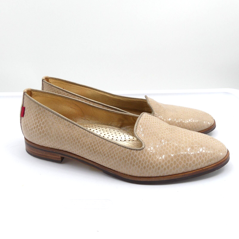 Marc Joseph Women's Columbus CR Loafers Size 8 Beige Textured Patent Leather